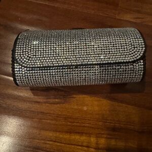 Silver Rhinestone over the car visor sunglass holder